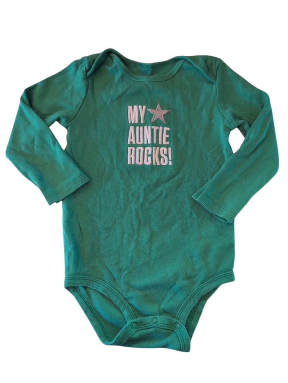 🍁2/$7🍁 CARTER'S Green My Auntie Rocks Long Sleeve Onesie